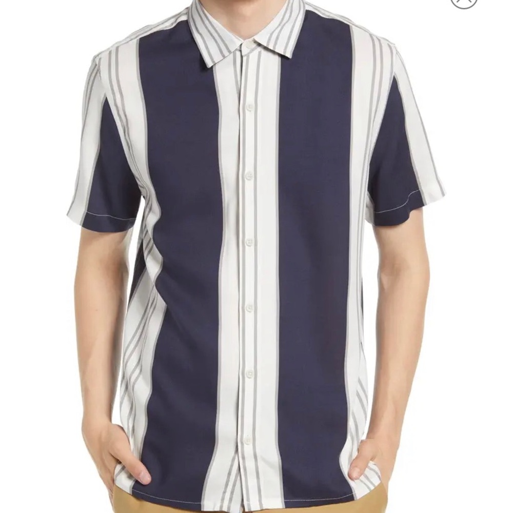 Topman short sleeve striped button down S
